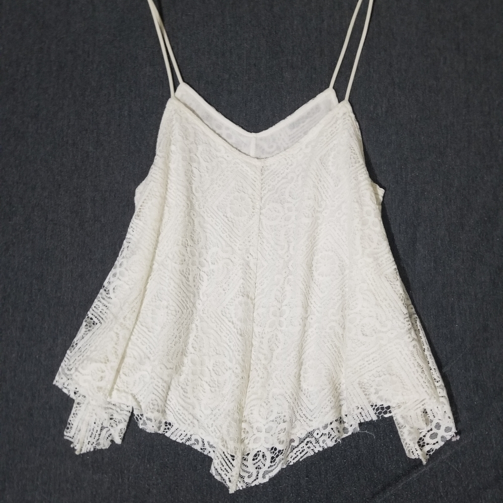 American Eagle White Lacy Top